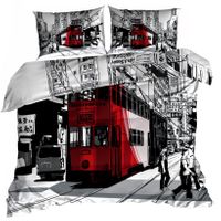 Pościel 3D bawełna satyna 160x200cm TRAMWAJ