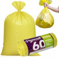 WORKI NA ŚMIECI 60L 10 SZT ZÓŁTE DO SEGREGACJI NA ODPADY WYTRZYMAŁE