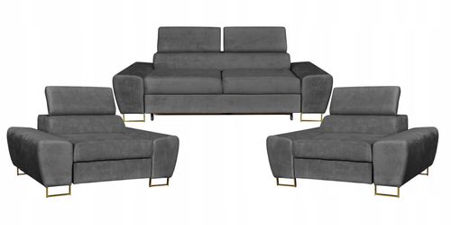 Zestaw mebli wypoczynkowych salonu Bosso Sofa 2os fotele szare na Arena.pl