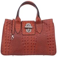 VERA PELLE torebka damska skórzana klasyczna kroko z paskiem V656 orzechowa