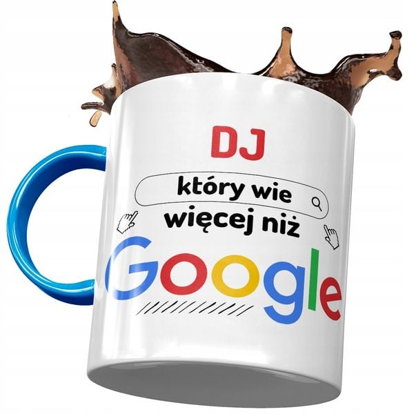 Kubek Błękitny Dla Dja Wie Więcej Niż Google Z Nadrukiem Ze Zdjęciem zdjęcie 1