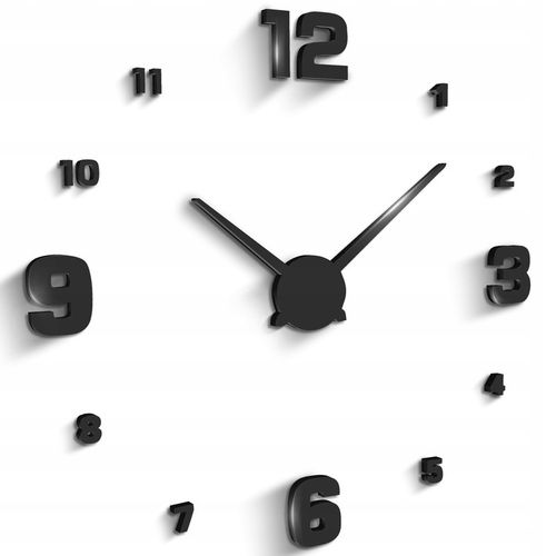 ZEGAR ŚCIENNY 3D NOWOCZESNY PRZYKLEJANY NA ŚCIANĘ CZARNY XXL 130 CM na Arena.pl