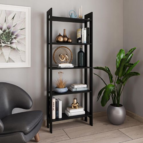Regał drabinka do salonu 5 półek 165x62 cm czarny na Arena.pl
