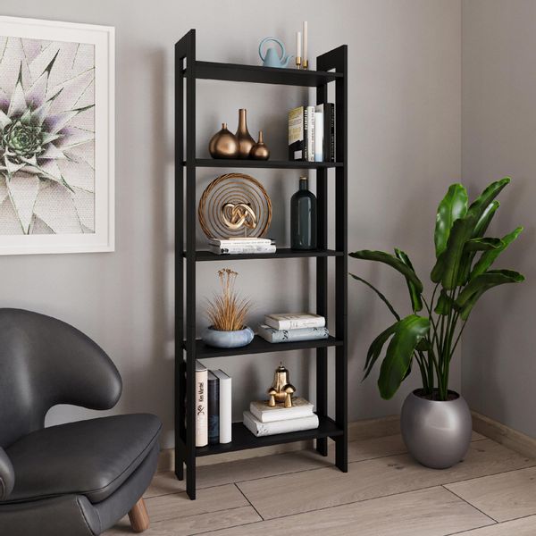 Regał drabinka do salonu 5 półek 165x62 cm czarny zdjęcie 3