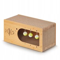 DRAPAK TEKTUROWY DLA KOTA DOMEK KARTONOWY LEGOWISKO Z ZABAWKĄ