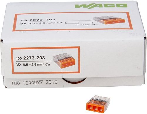 Wago złączka Compact do przewodów jednodrutowych 3x 0,5-2,5 mm2 2273-203 50 szt na Arena.pl