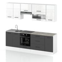 Meble Kuchenne Kuchnia Marocco 2.6m Nowoczesne Modułowe Biały Połysk Szary