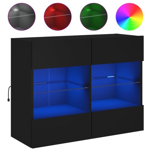 Ścienna szafka TV z LED, czarna, 78,5x30x60,5 cm na Arena.pl