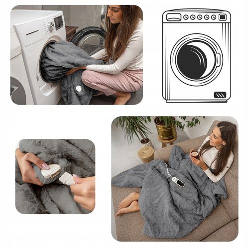 DUŻY GRUBY koc elektryczny POLAROWY mata grzewcza PILOT LCD 160 WAT +Timer na Arena.pl