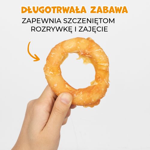 Przysmaki dla psa miękkie krążki ze skóry wołowej z kurczakiem - Donut 500g na Arena.pl