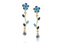 kwiatowe, niebieskie kolczyki z kolekcji blossom (p8156/1au/n)