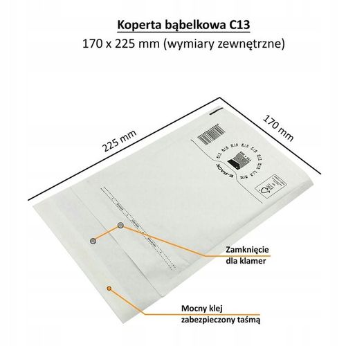 Koperty bąbelkowe C13 225x170 E-Pack BIAŁE FSC HURT x100 na Arena.pl