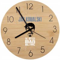 Bambusowy ZEGAR ścienny z nadrukiem UV PREZENT NA DZIEŃ CHŁOPAKA + imię