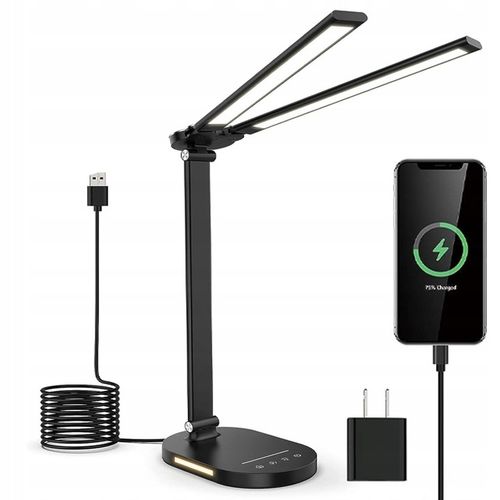 Podwójna Lampka Biurkowa LED Lampa na Biurko Kreślarska 24W Aluminium na Arena.pl