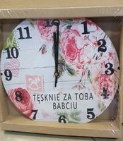 zegar ścienny 30cm  tęsknię za tobą babciu