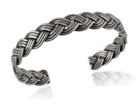 Elegancka szeroka oksydowana srebrna bransoleta ze wzorem warkocz srebro 925 B1001