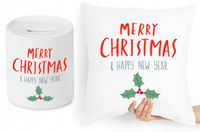 Na Święta Zestaw Poduszka + Skarbonka Prezent Z Nadrukiem Ze Zdjęciem