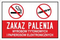 Naklejka ZAKAZ PALENIA PAPIEROSÓW e-papierosów bhp