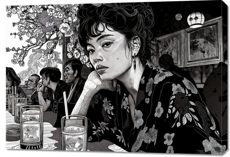 Obraz 100x70cm Czarne Kimono zdjęcie 1