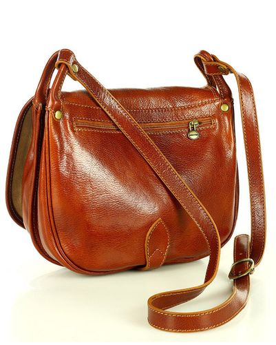 Duża włoska torebka listonoszka typu saddle bag MARCO MAZZINI - Toscania Classico camel na Arena.pl