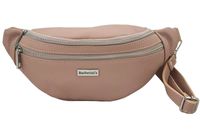 Funkcjonalna skórzana saszetka nerka - Różowa pudrowa