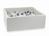 Suchy basen jasnoszary 110x110x40 z piłeczkami 600 sztuk (przezroczyste, metaliczny grafit, opalizujące)