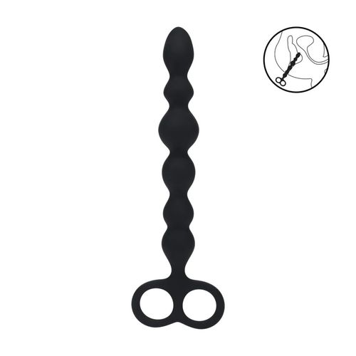 beaded silicone anal probe with double loop - black na Arena.pl