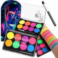 FARBY DO MALOWANIA TWARZY ZMYWALNE FARBKI ŚWIECĄCE W NOCY 8 KOLORÓW