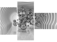 OBRAZ NEW ART NEURONY SREBRNE TUNEL ŚWIETLNY