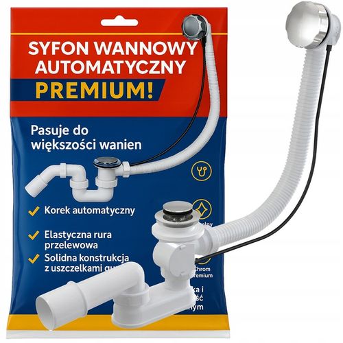 SYFON WANNOWY AUTOMATYCZNY Z POKRĘTŁEM CHROMOWANY CHROM DO WANNY na Arena.pl