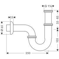 Syfon do umywalek HANSGROHE G 11 U 53002000 Chrom
