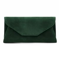 ELISE torebka kopertówka wizytowa zamszowa eko z łańcuszkiem V110 c.zielona