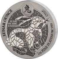 Rwanda: Lunar - Rok Królika 1 uncja Platyny 2023