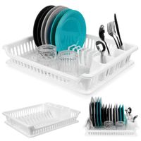 Ociekacz Suszarka na Naczynia Sztućce Talerze Stojąca Plastikowa 46x37 cm