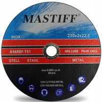 TARCZA CIĘCIA METALU inox 230 x 2,0 x 22,2 MASTIFF