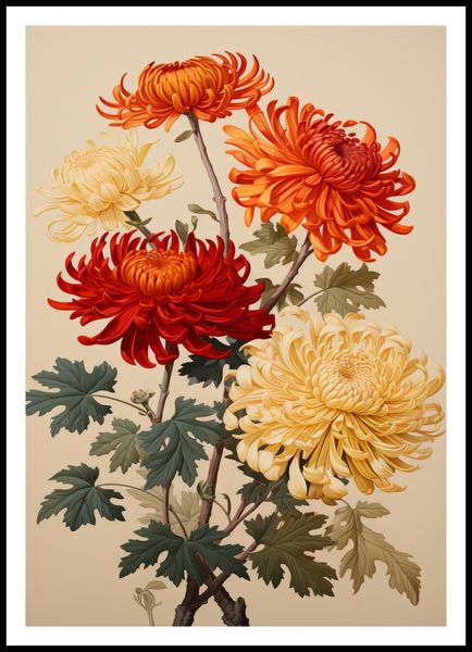 Plakat 70x100cm Tańczące Chryzantemy zdjęcie 3