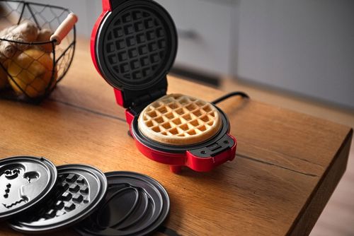 GOFROWNICA MINI GOFRY MOCNA NIEPRZYWIERAJACA 8 PŁYTEK 4 WZORY CZERWONA na Arena.pl