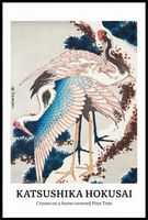 Plakat 61x91,5cm Design Cranes on a Snow, Hokusai Vintage do Salonu