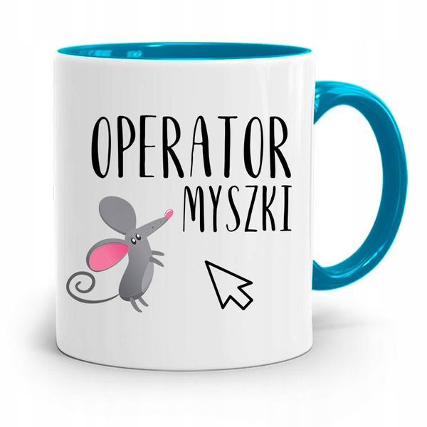 Kubek Błękitny Informatyka Operator Myszki Prezent Z Nadrukiem Ze Zdjęciem zdjęcie 1