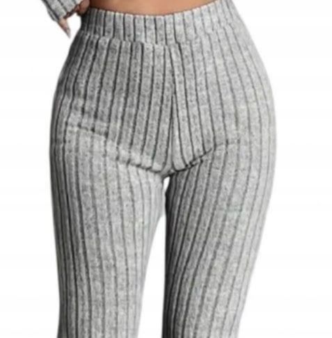 DZWONY PRĄŻKOWANE KOBIECE WYSOKI STAN WYSZCZUPLAJĄCE 2/3 SZARE na Arena.pl