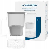 Dzbanek filtrujący szklany Wessper D2 BOROSILICATE 3l szary + filtr