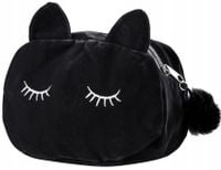 Piórnik szkolny pluszowy saszetka kosmetyczka kot  C54_Czarny