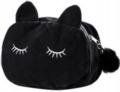 Piórnik szkolny pluszowy saszetka kosmetyczka kot  C54_Czarny
