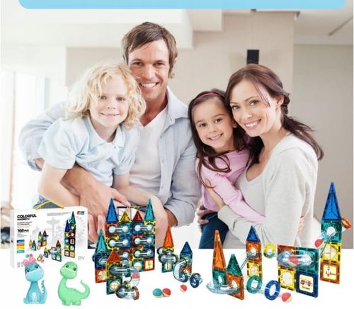 Klocki magnetyczne tor kulkowy dla dzieci duży zestaw zamek 139 el. 9922B na Arena.pl