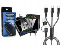 ŁADOWARKA SIECIOWA ZAILACZ DO TELEFONU QC 3.0.3xUSB + PD TYP C Z KABLEM 5W1