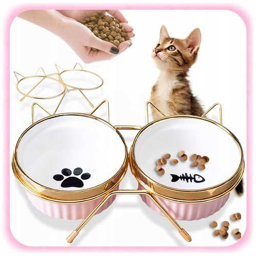 MISKA DLA KOTA PSA PODWÓJNA CERAMICZNA NA STOJAKU Miski ZESTAW 2SZT 2x300ml na Arena.pl