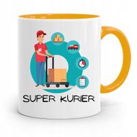Kubek Żółty Dla Kuriera Super Kurier Prezent Z Nadrukiem Ze Zdjęciem