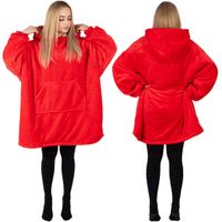 Kocobluza damska męska oversize koc bluza 2w1 z kapturem XXL ciepła czerwone