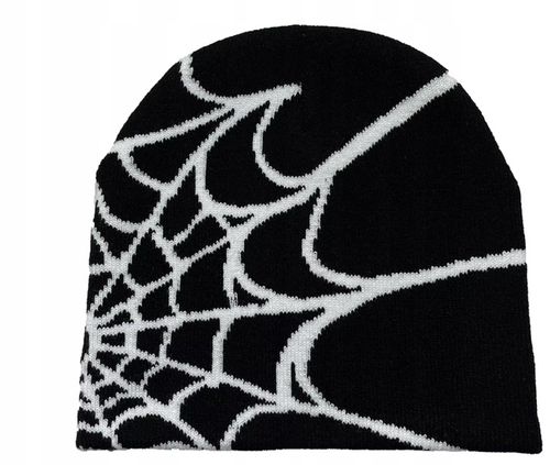 Czapka zimowa y2k Streetwear jesienna czarna super miła wzór pajęczyna CZAR na Arena.pl