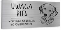 Tabliczka dibond uwaga pies Golden Retriever 20x10 cm z NADRUKIEM UV